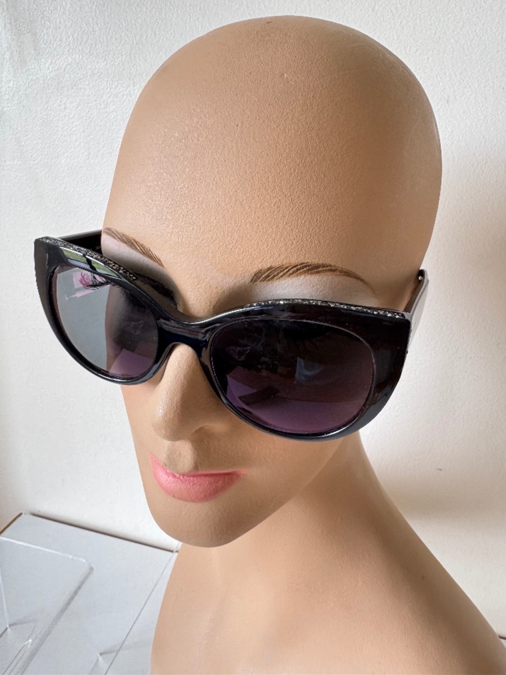 Swarovski SK202 Black Crystal Cat Eye Sunglasses